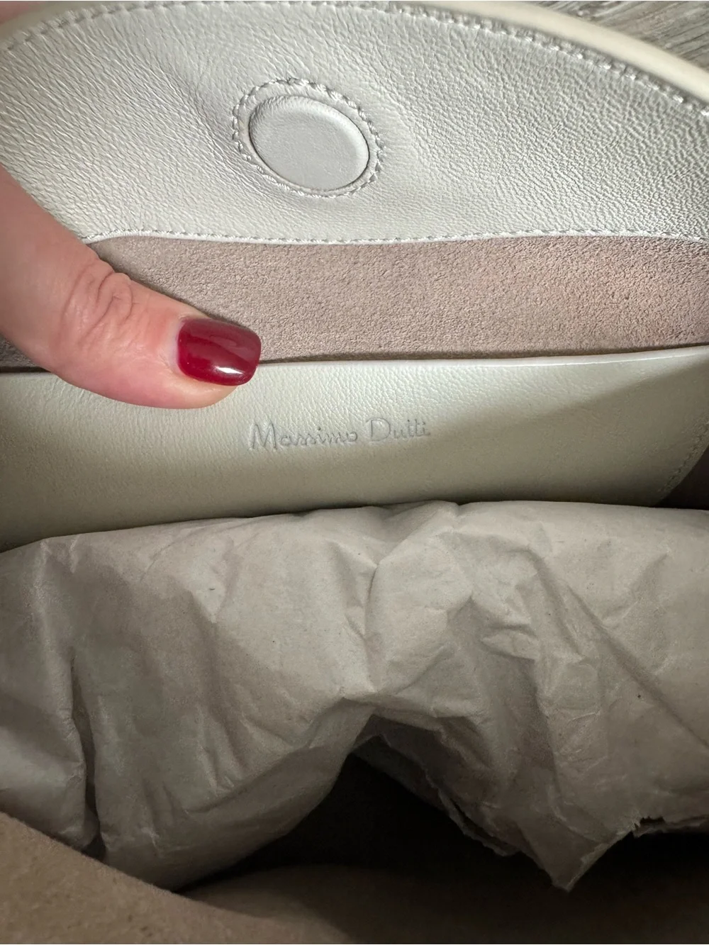 EUC Massimo Dutti Minimalist Ivory Nappa Leather Double Strap Bag Quiet Luxury - Picture 5 of 5